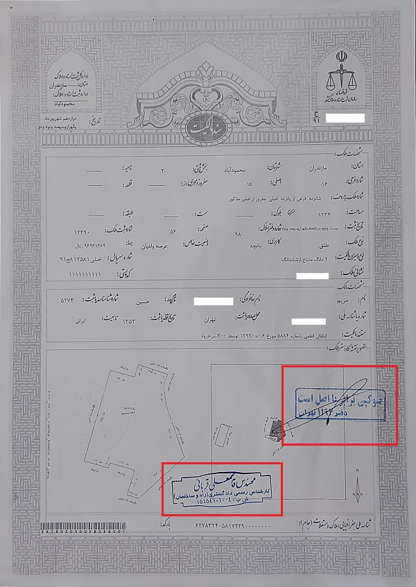 برابر اصل سند ملک