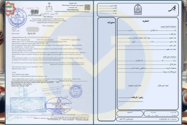 ترجمه احضاریه