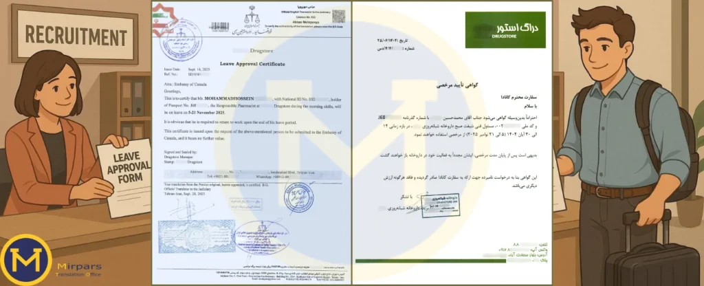 ترجمه برگه مرخصی