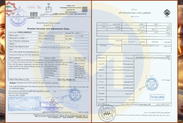 ترجمه حکم بازنشستگی